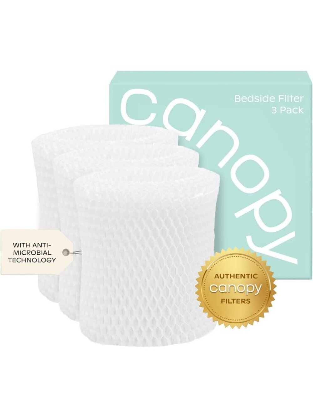 3-Pack Bedside Humidifier Filters for 6-Week Replacement - Essential Home Care